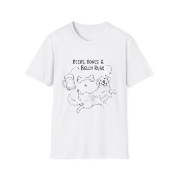 Dog Lover's Unisex Softstyle T-Shirt - Beers, Bones & Belly Rubs