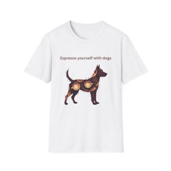 Espresso Dog Art Tee | Coffee Lover Pup T-Shirt